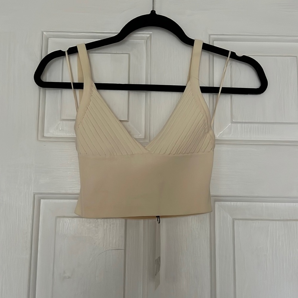 Cream crop tank top from Zara